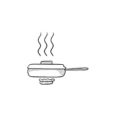 Image showing Frying pan with cover sketch icon.