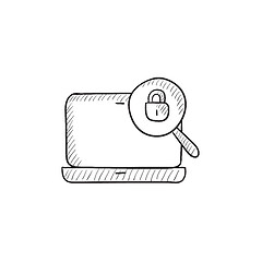 Image showing Laptop and magnifying glass sketch icon.
