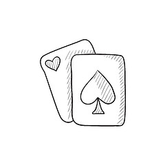 Image showing Playing cards sketch icon.