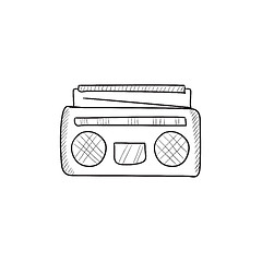Image showing Radio cassette player sketch icon.