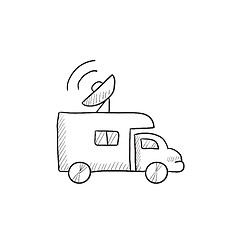 Image showing Broadcasting van sketch icon.