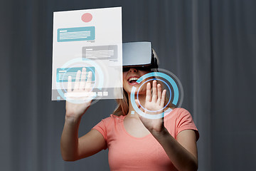 Image showing woman in virtual reality headset or 3d glasses