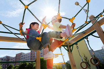 Image showing group of happy kids on children playground