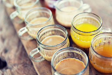 Image showing glasses of drinks at market stall or restaurant