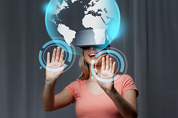 Image showing woman in virtual reality headset or 3d glasses