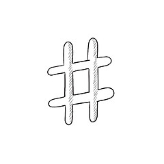 Image showing Hashtag symbol sketch icon.