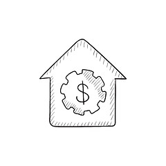 Image showing House with dollar symbol sketch icon.