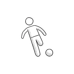 Image showing Soccer player with ball sketch icon.