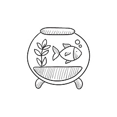 Image showing Fish in aquarium sketch icon.