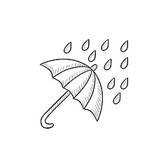 Image showing Rain and umbrella sketch icon.