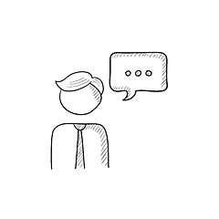 Image showing Man with speech square sketch icon.