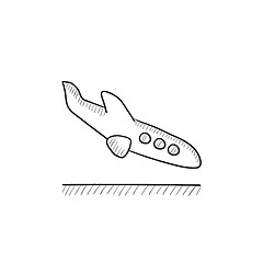 Image showing Landing aircraft sketch icon.