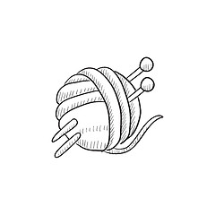 Image showing Threads for knitting with spokes sketch icon.