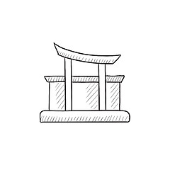 Image showing Torii gate sketch icon.