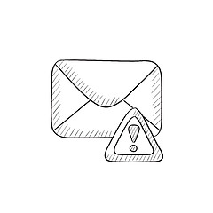 Image showing Envelope mail with warning signal sketch icon.