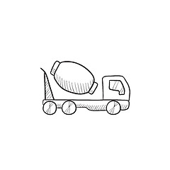 Image showing Concrete mixer truck sketch icon.