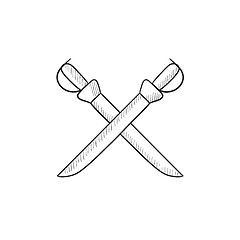 Image showing Crossed saber sketch icon.