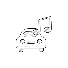 Image showing Car with music note sketch icon.