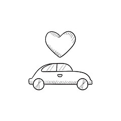 Image showing Wedding car with heart sketch icon.