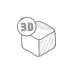 Image showing Three D box sketch icon.