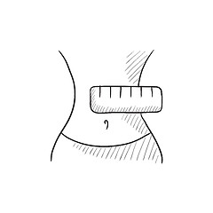 Image showing Waist with measuring tape sketch icon.