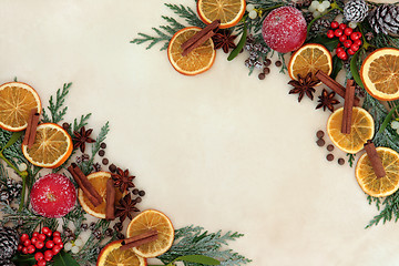 Image showing Christmas Spice Fruit and Floral Border