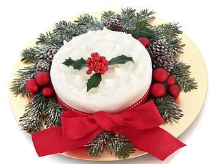 Image showing Christmas Cake with Holly