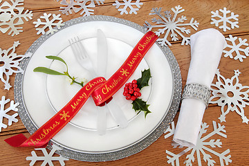 Image showing Christmas Decorative Table Setting  