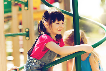 Image showing group of happy little girls on children playground