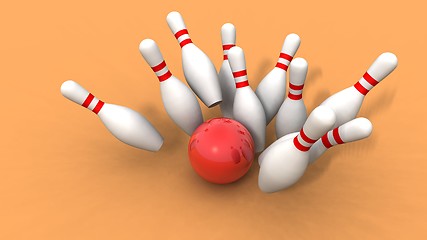 Image showing bowling ball and skittles