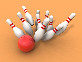 Image showing bowling ball and skittles