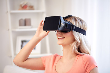 Image showing woman in virtual reality headset or 3d glasses