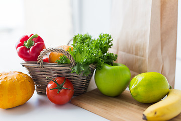 Image showing basket of fresh ripe vegetables at kitchen