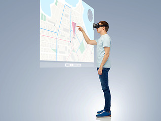 Image showing happy man in virtual reality headset or 3d glasses