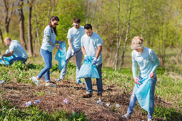 Image showing volunteers with garbage bags cleaning park area