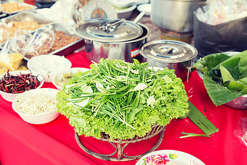 Image showing foodstuff and spices sale at asian street market