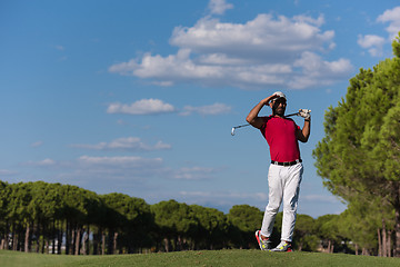 Image showing golf player hitting long shot