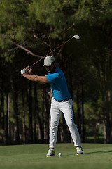 Image showing golf player hitting shot