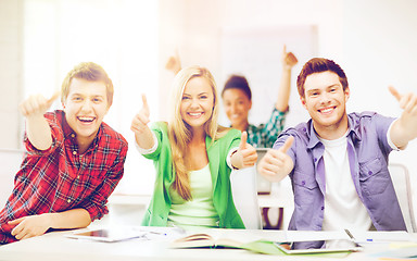 Image showing students showing thumbs up at school