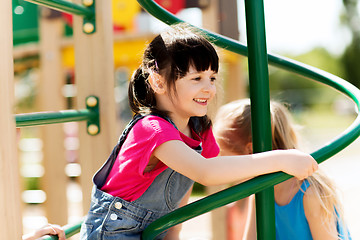 Image showing group of happy little girls on children playground