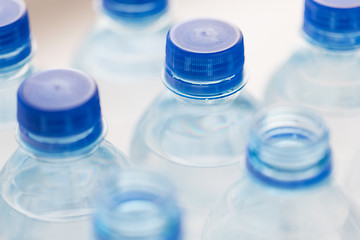 Image showing close up of plastic bottles with drinking water