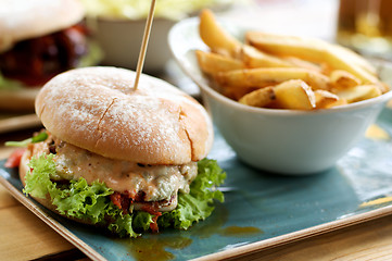 Image showing Burger and French Fries