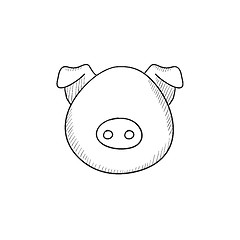 Image showing Pig head sketch icon.