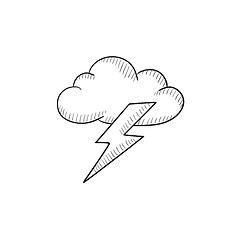 Image showing Cloud and lightning bolt sketch icon.