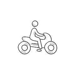 Image showing Man riding motorcycle sketch icon.