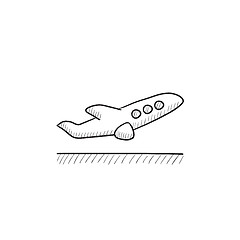 Image showing Plane taking off sketch icon.