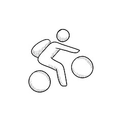 Image showing Man riding bike sketch icon.