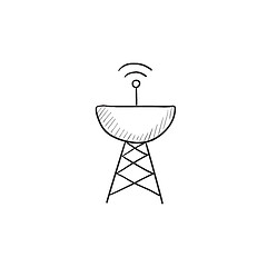 Image showing Radar satellite dish sketch icon.