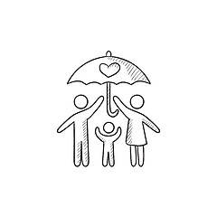 Image showing Family insurance sketch icon.