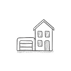 Image showing House with garage sketch icon.